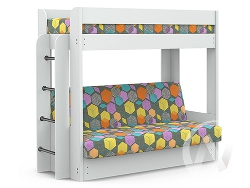 Диван-кровать двухъярусный КМ.009.01-016-00 (белый/GEOMETRY MULTY 1 Вариант)