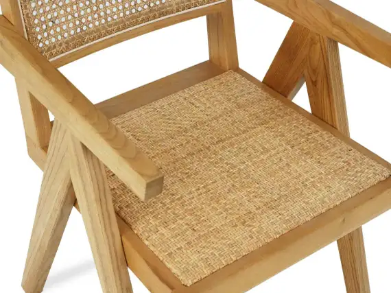 Стул Cane, массив вяза, ротанг