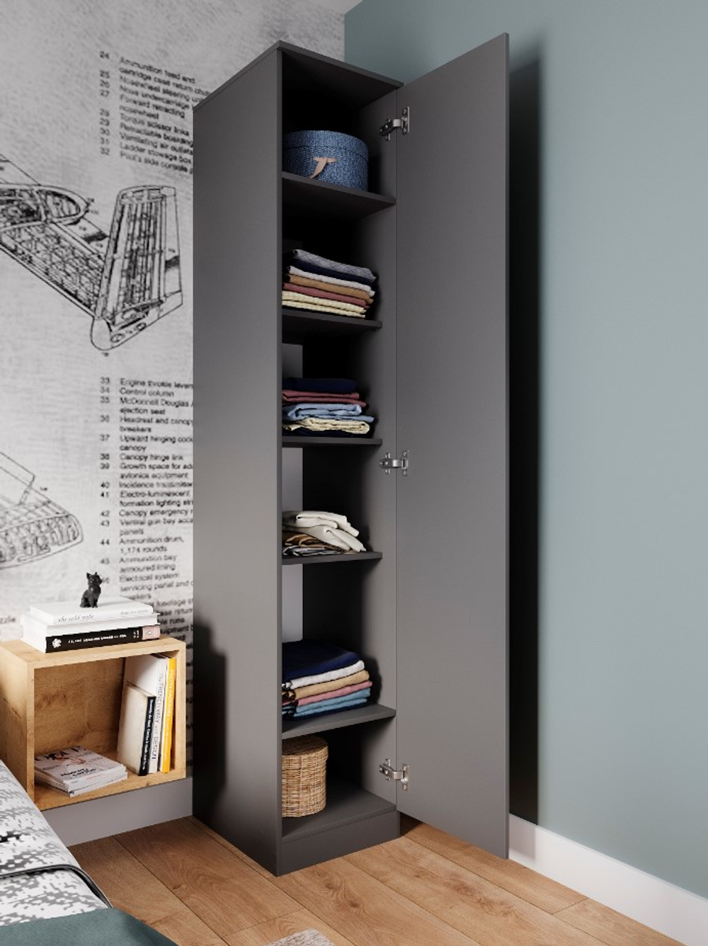 Шкаф Мори МШ 400.1 Графит (МП)