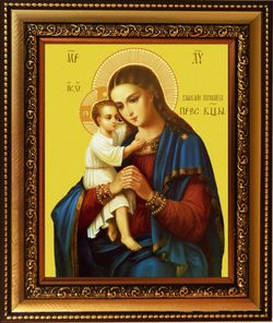 В раме.	Взыскание Погибших. Икона Божьей Матери на холсте.