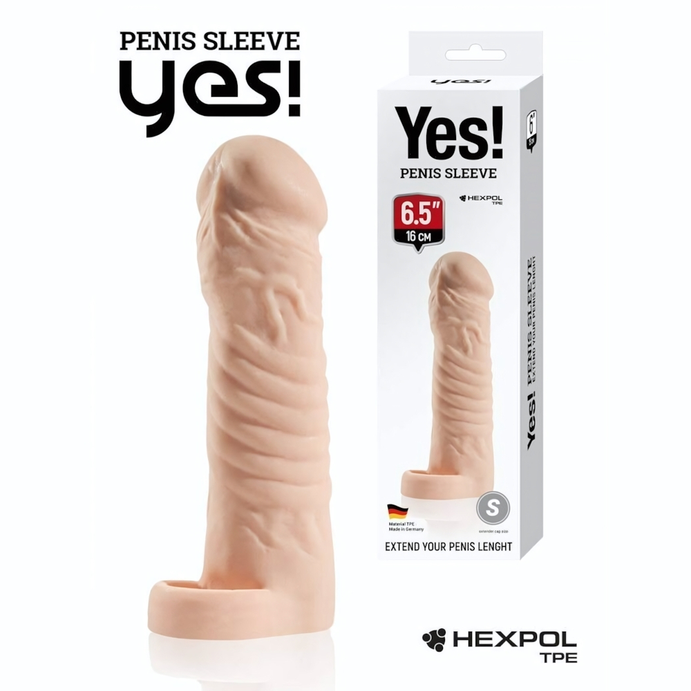 Телесная насадка-удлинитель со вставкой S-размера - 16 см. (Цвет: телесный)