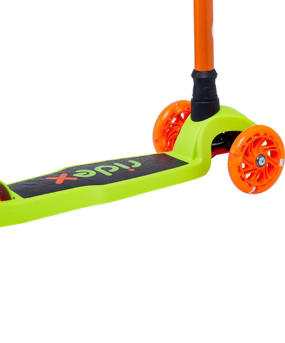 Самокат детский 3-х колесный RIDEX Chip, 120/80 мм, оранжевый/зеленый