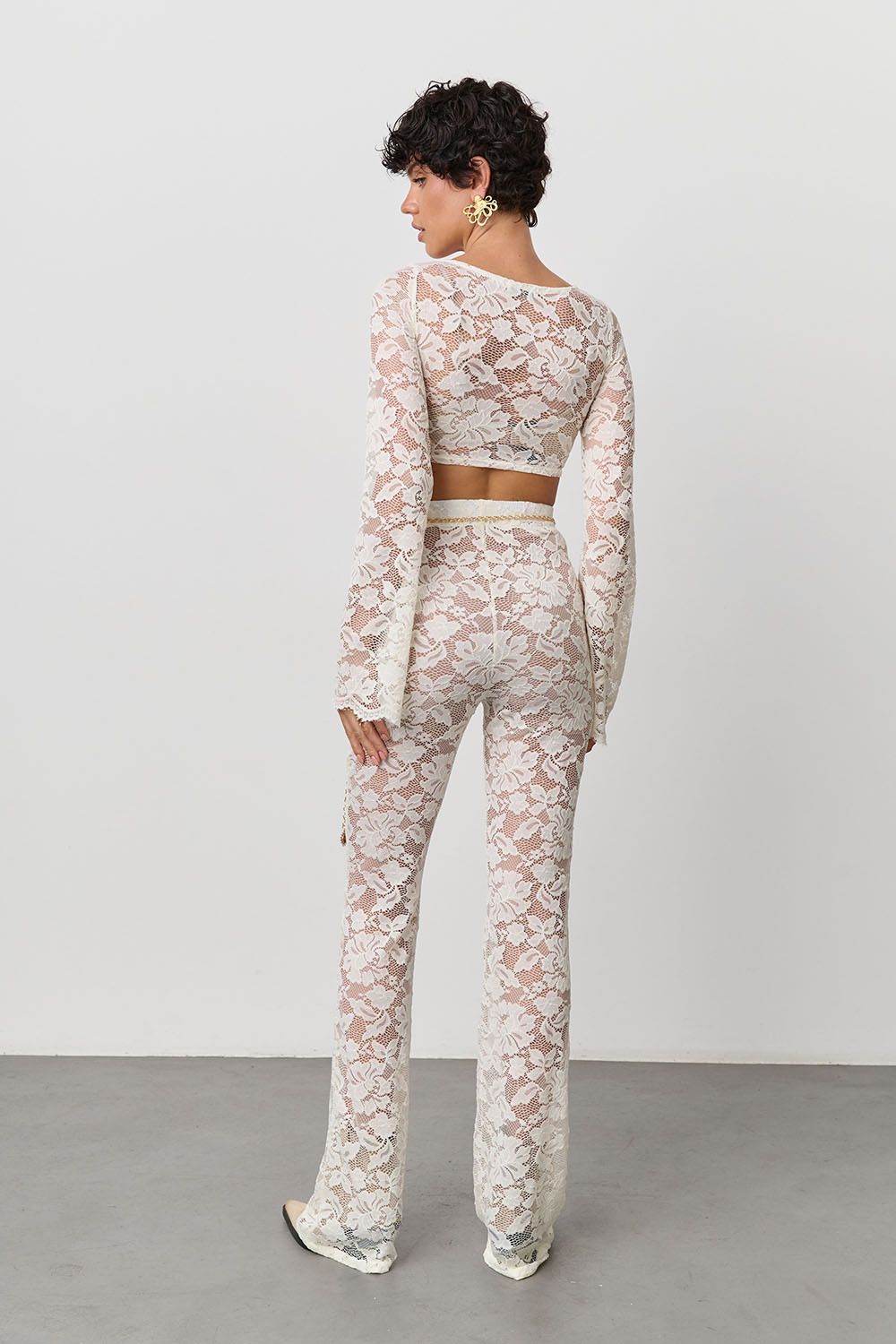 Кружевные брюки цвета айвори