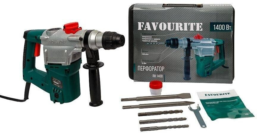 Перфоратор FAVOURITE RH 1400 1400Вт, SDS+, 3 режима, 4,5Дж, вертик(104111400)