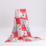 Плед новогодний 150х200 см, "Лоскутки", полиэстер, 210 г/м2, ЗОЛОТАЯ СКАЗКА, 592531