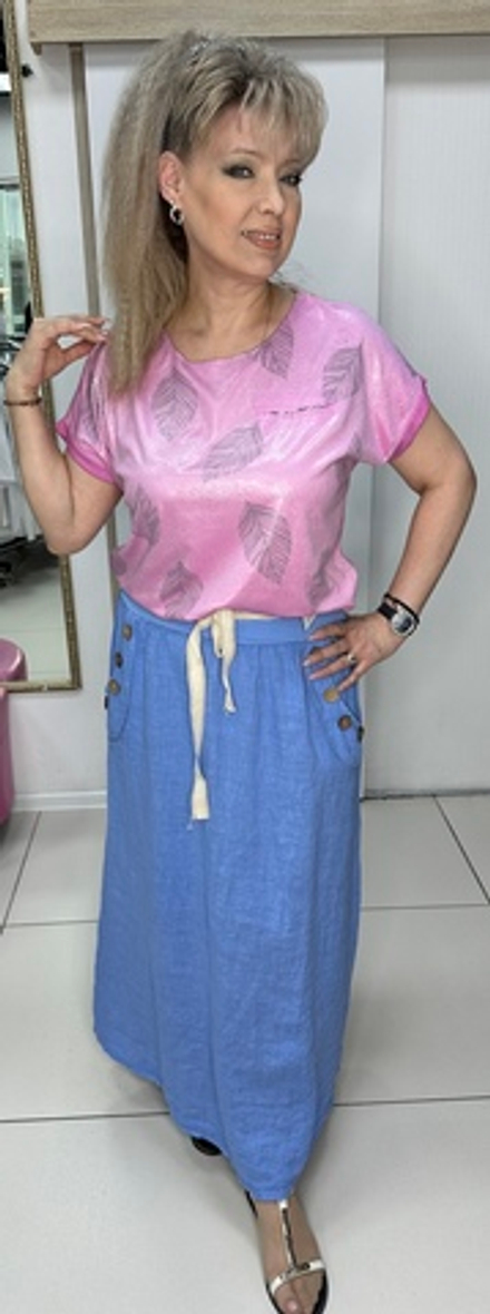 Итальянская льняная юбка с кармашками