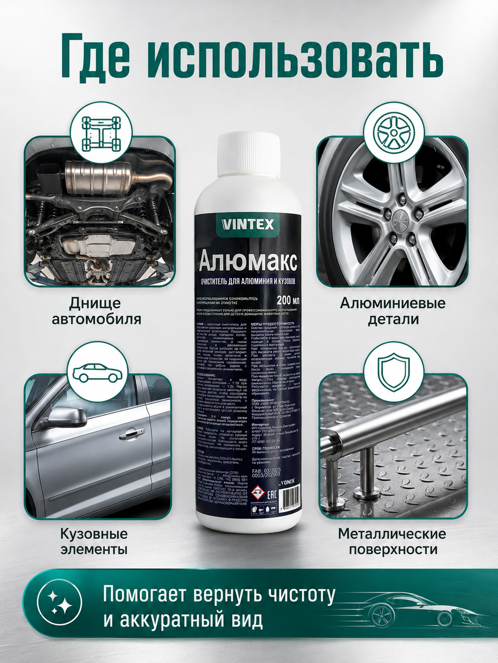 Vintex Alumax - кислотный очиститель днища автомобиля, 200мл