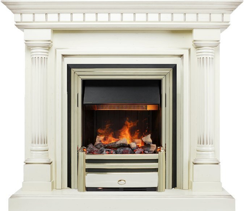 Каминокомплект Dallas - Слоновая кость с патиной с очагом Cavendish