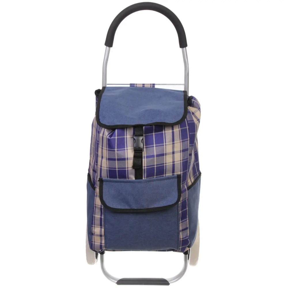 Тележка хозяйственная с сумкой (100*40*35см, колеса 21см,грузоподъемность до50 кг) синяя SYD100B-1