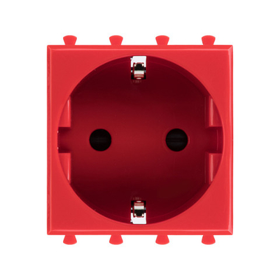Розетка модульная, 2P+E, с з/ш, "Avanti", "Красный квадрат", 2 модуля