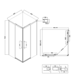 Душевое ограждение Niagara Nova NG-2829-34BLACK (90х90х195) квадрат,черный матовый,двери раздвижные,стекло тонированное,1 место
