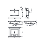 Раковина накладная "Quadro 75"" белая с отв без кроншт (Sanita Luxe)