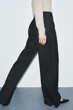 ZARA БРЮКИ-ПАРЕО В ПОЛОСКУ — ZW COLLECTION, ЧЕРНЫЙ