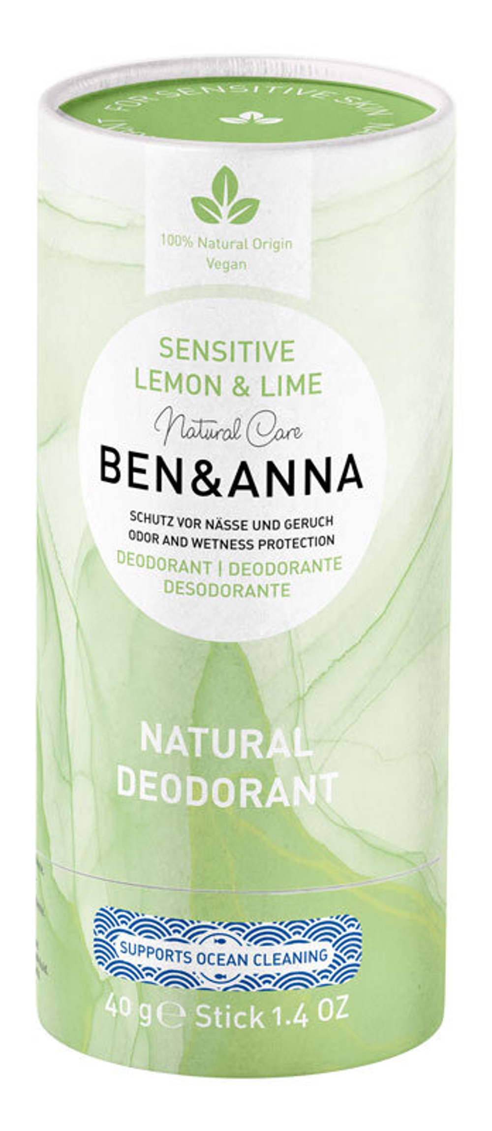 Дезодорант-стик Ben & Anna для чувствительной кожи со вкусом лимона, 40 гр