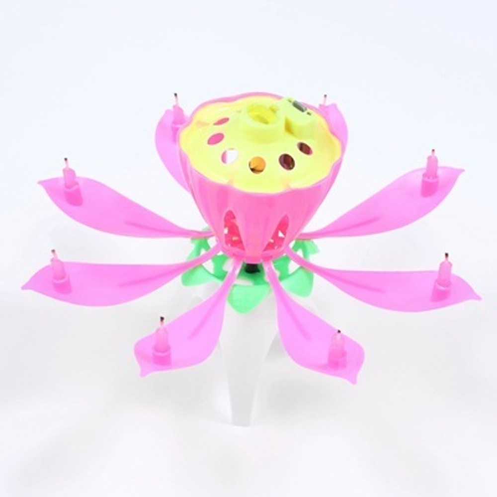 Свеча для торта музыкальная "Тюльпан", розовая, 12х5 см