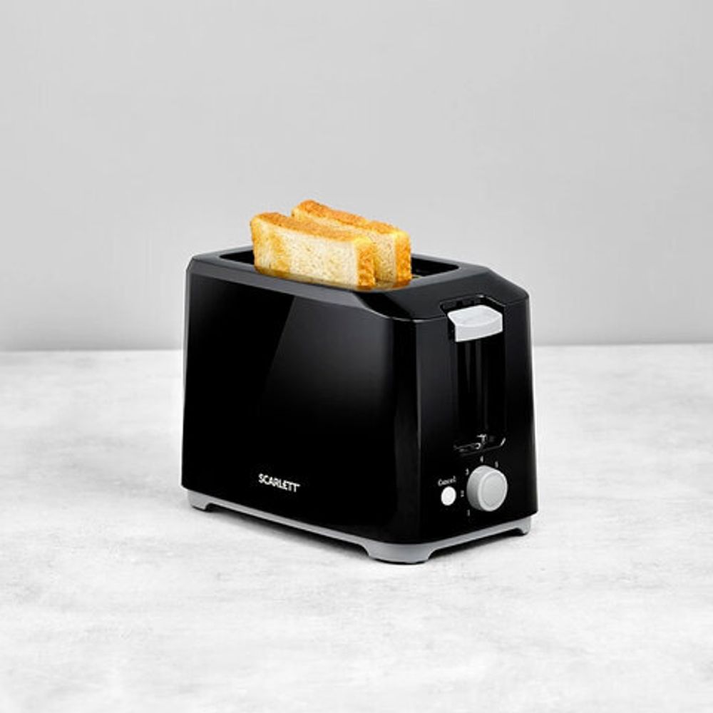 Тостер SCARLETT SC-TM11020, 700 Вт, 2 тоста, 7 режимов, механическое управление, пластик, черный