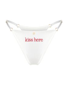 трусы стринги из натурального шелка с надписью Kiss here белые