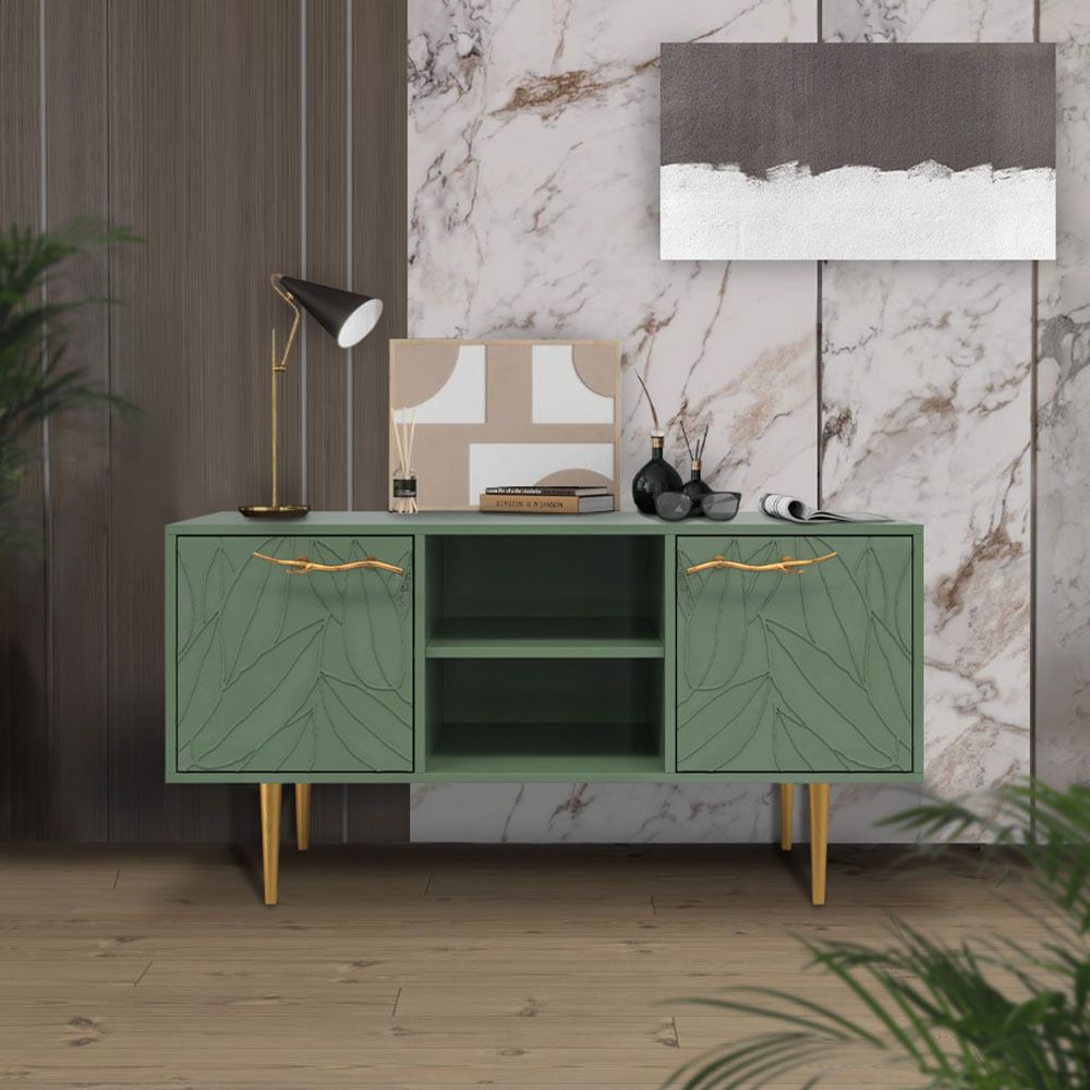 Тумба под ТВ Арт Колор leaves 117см Стайл Голд Зеленый нефрит