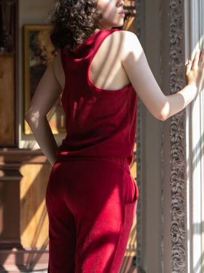 Женский комбинезон из трикотажного бархатного велюра (Размер: M) (Цвет: бордовый)