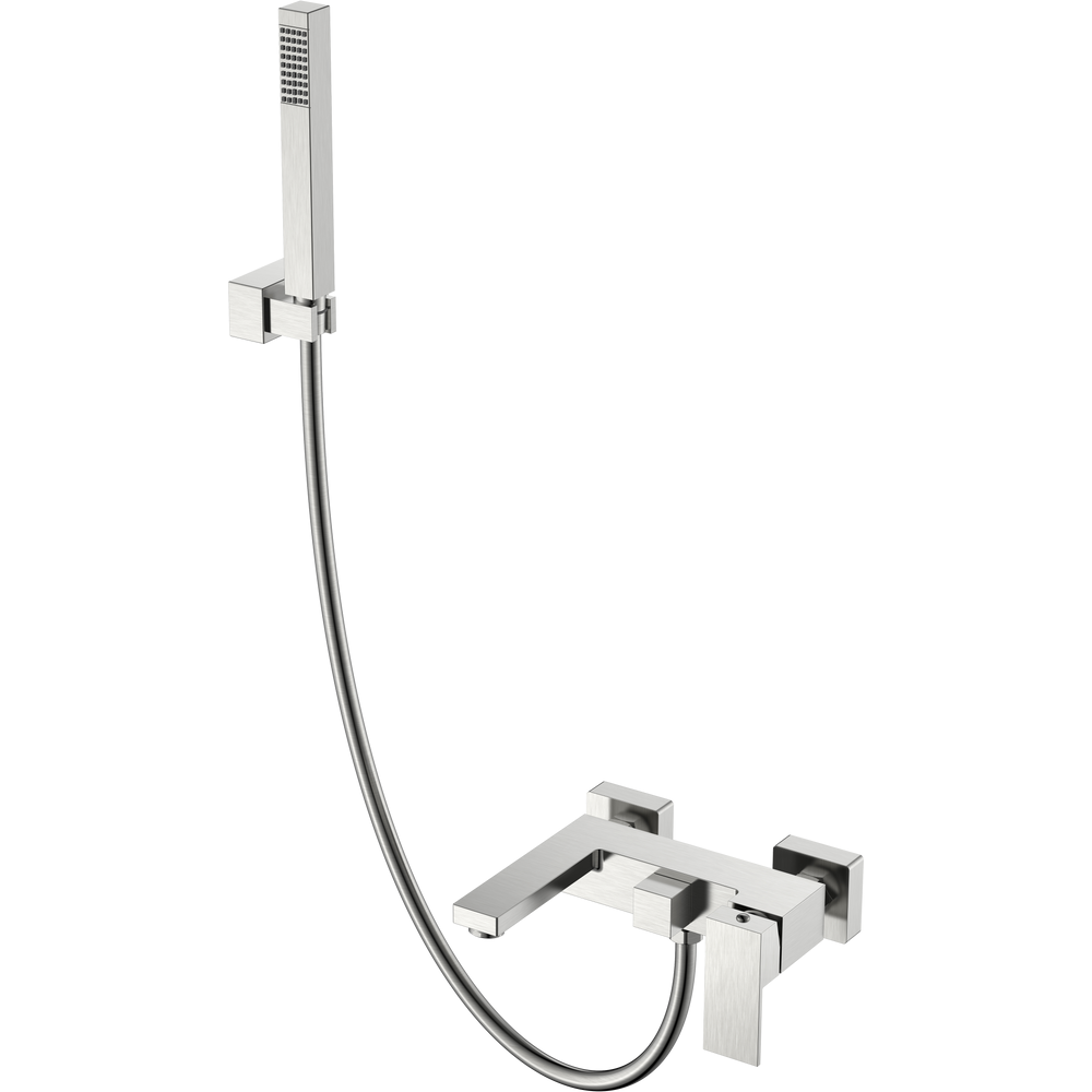 Смеситель для ванны с душем Boheme Qubic 473-NB brushed nickel