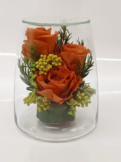 натуральные кустовые розы в стекле, вакуум*