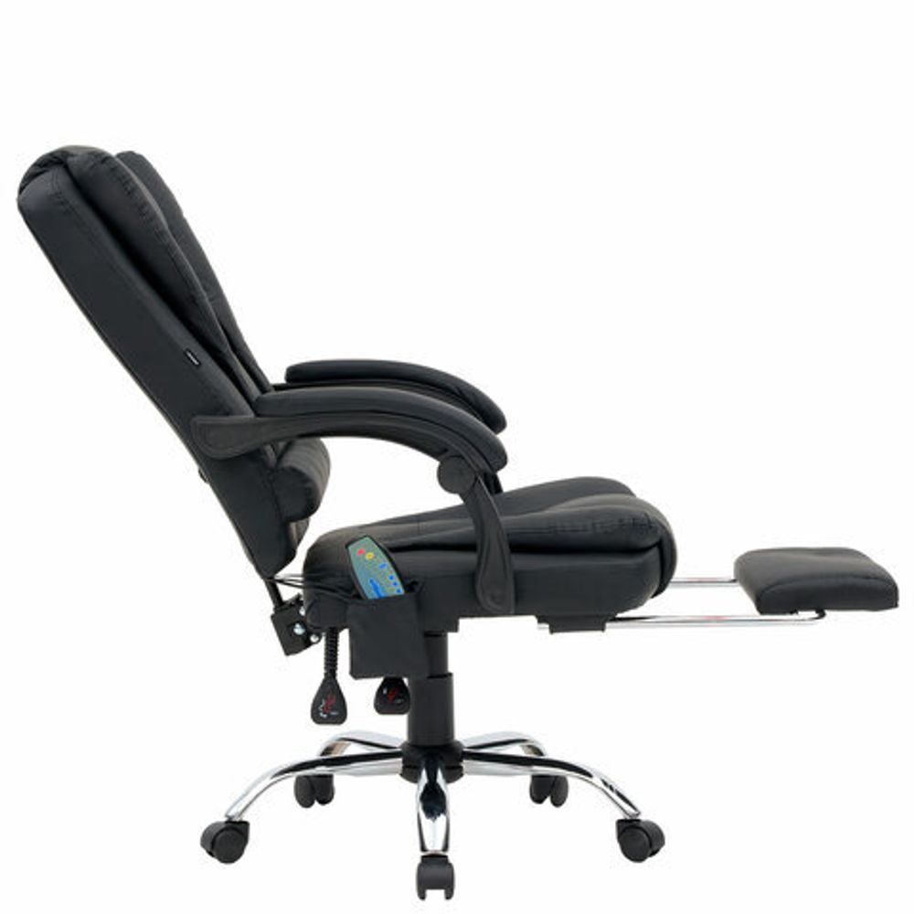 Кресло офисное CROMEX (КРОМЕКС) "Lounge MS-007", подножка, 6 массажных модулей, экокожа, черное, 532960