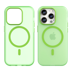 Мягкий усиленный чехол ярко-зеленого цвета с поддержкой MagSafe для iPhone 14 Pro, серия Frosted Magnetic