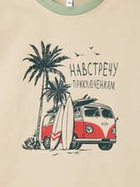 Футболка оверсайз "Крем-брюле/Шалфей" с принтом