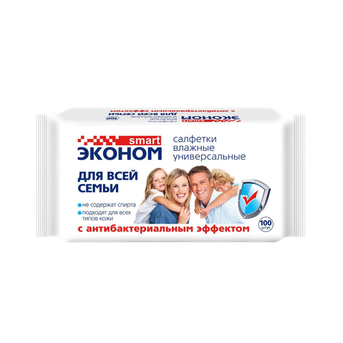 Влажные салфетки антибактериальные Smart, 100 шт