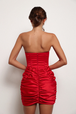 Платье мини корсетное красное