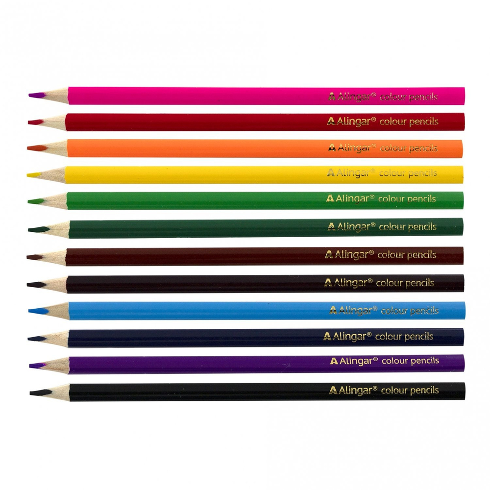 Карандаши цветные Alingar 12 цв., "Принцессы" деревянные, трехгранные, заточенные, грифель 2.8 мм, картон. уп., европодвес