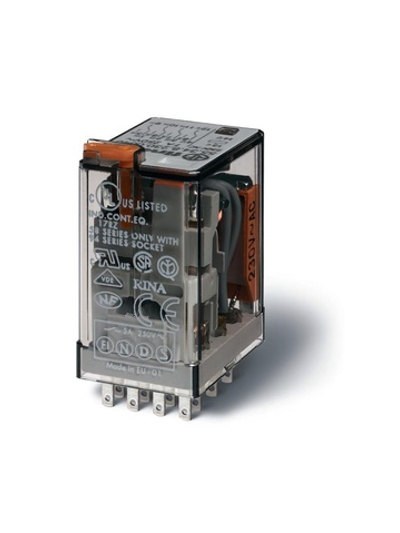 Реле миниатюрное универсальное электромеханич. монтаж в розетку 4CO 7А AgNi 230В AC RTI FINDER 553482300040