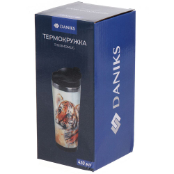 Термокружка пластик, 0.42 л, Daniks, Тигренок, FD-06-11