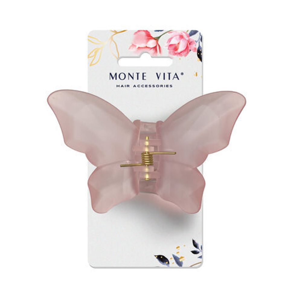 Краб для волос 8,5 см, матовый, розовый, MONTE VITA, 457015