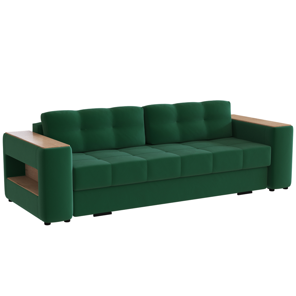 Диван раскладной Доро, изумруд/мдф дуб канадский