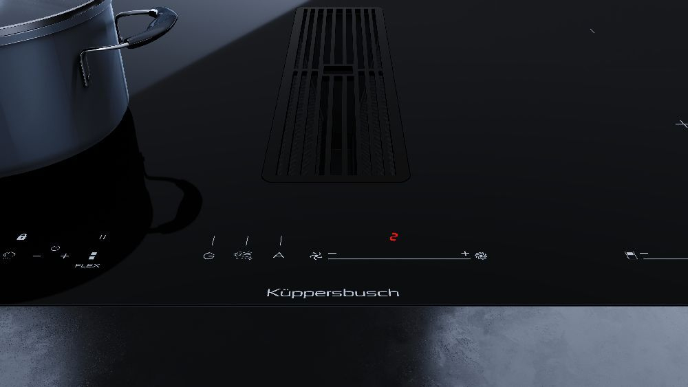 Индукционная варочная панель с вытяжкой Kuppersbusch KMI 8590.0 SR Black Velvet