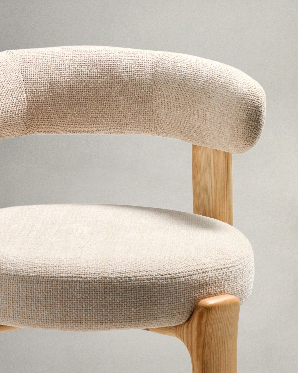 Барный стул Granite из бежевой синели и ясеня с натуральной отделкой 75 см