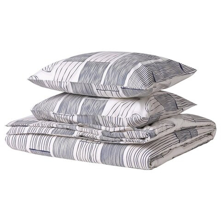 IKEA BERGKORSÖRT  (ИКЕА БЕРГКОРСÖРТ)  -  Пододеяльник и 2 наволочки, белый/серый, 200x200/50x60 см