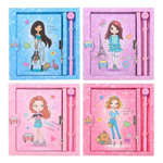 Блокнот детский Basir на замке, с ручкой, формат А6, серия "Девочка", переплет 7БЦ, 17.7*13.2 см, 48 листов, ассорти