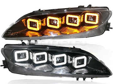 Передние фары Мазда 6 2002-2008 GG V10 type [Комплект Л+П; полностью светодиодные; электрокорректор; динамичный поворотник]