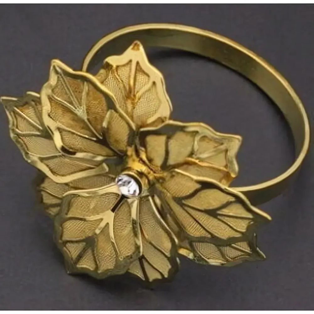 Набор колец для салфеток 6шт «Пуансеттия»4,5*4,5см, золото