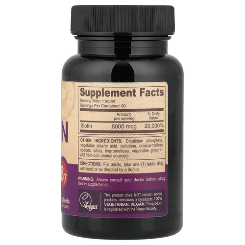 Deva, веганский биотин, 6000 мкг, 90 таблеток