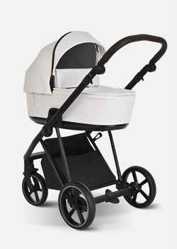 Roan Коляска 2 в 1 Sol Leather White Black Тем.коричневый