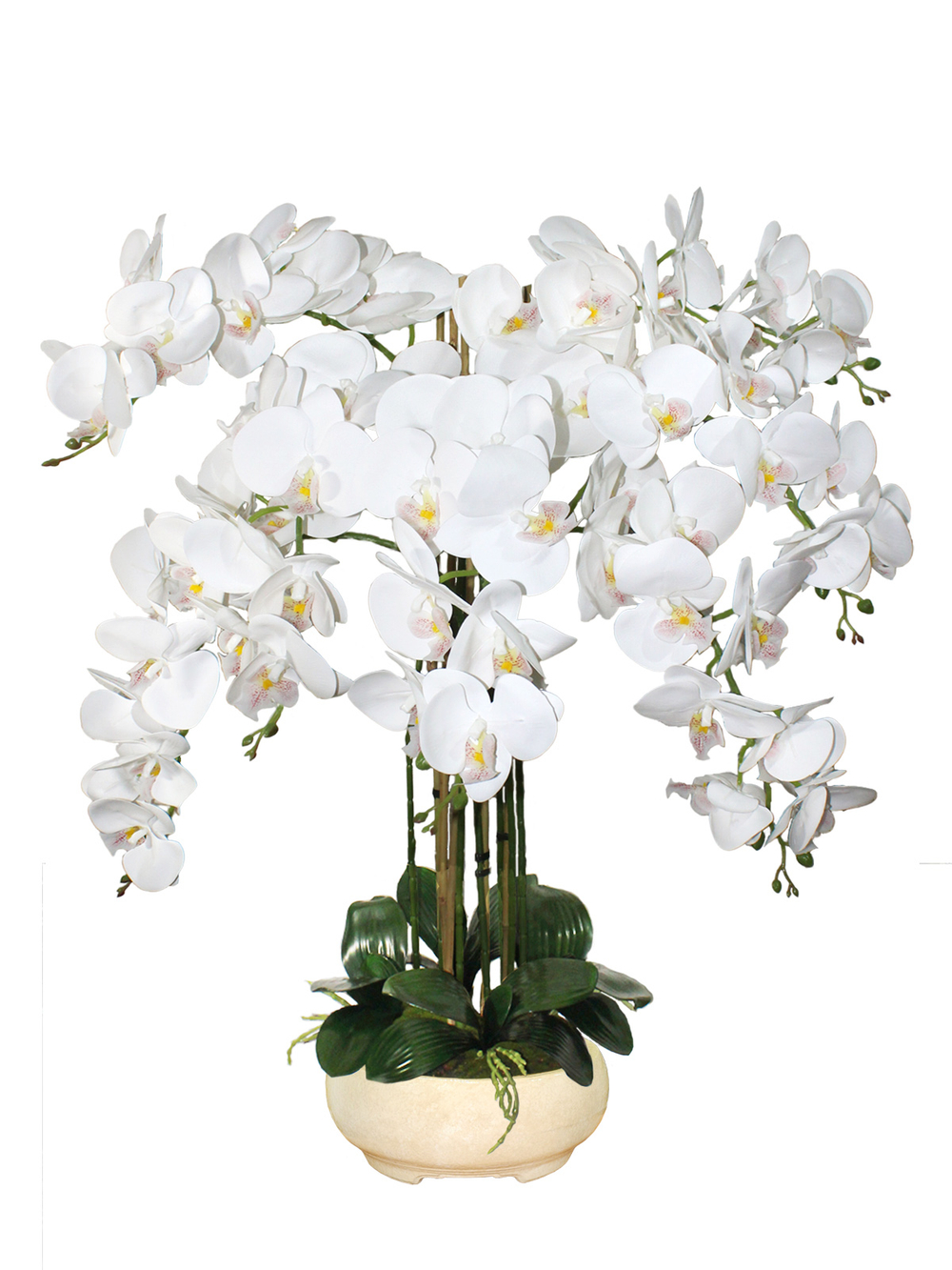 Искусственные цветы Орхидеи Люкс 7 веток 65см в широком кашпо