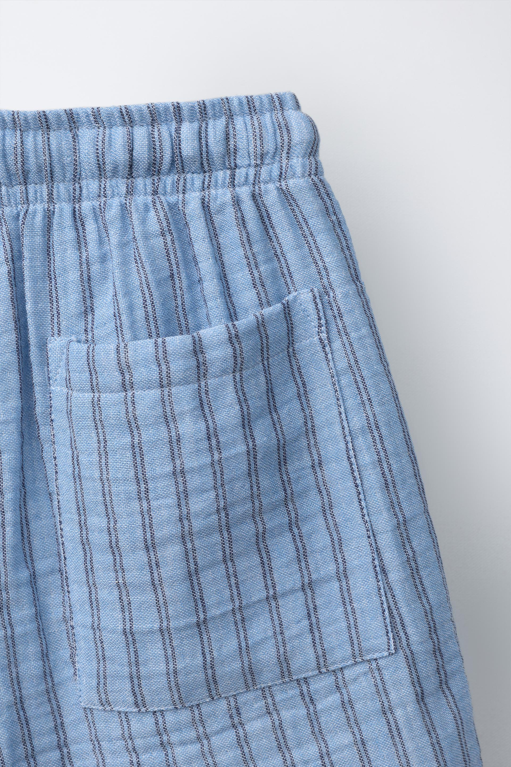 ZARA ШОРТЫ В ПОЛОСКУ В ПОЛОСКУ ИЗ РЕЛЬЕФНОЙ ТКАНИ, СИНИЙ