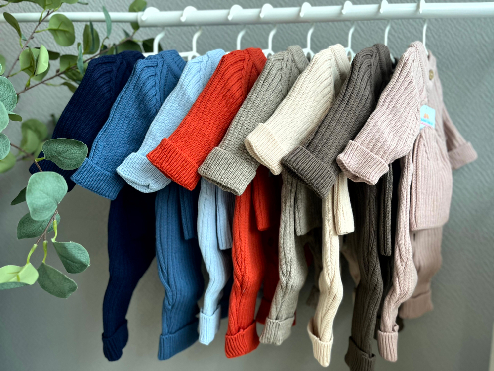 Комбинезон вязаный "Лапша" 2 предмета (Комбинезон + шапка)