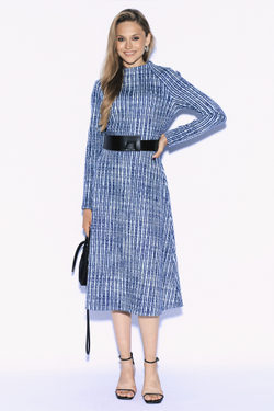Платье с поясом "Амстердам" голубая полоска