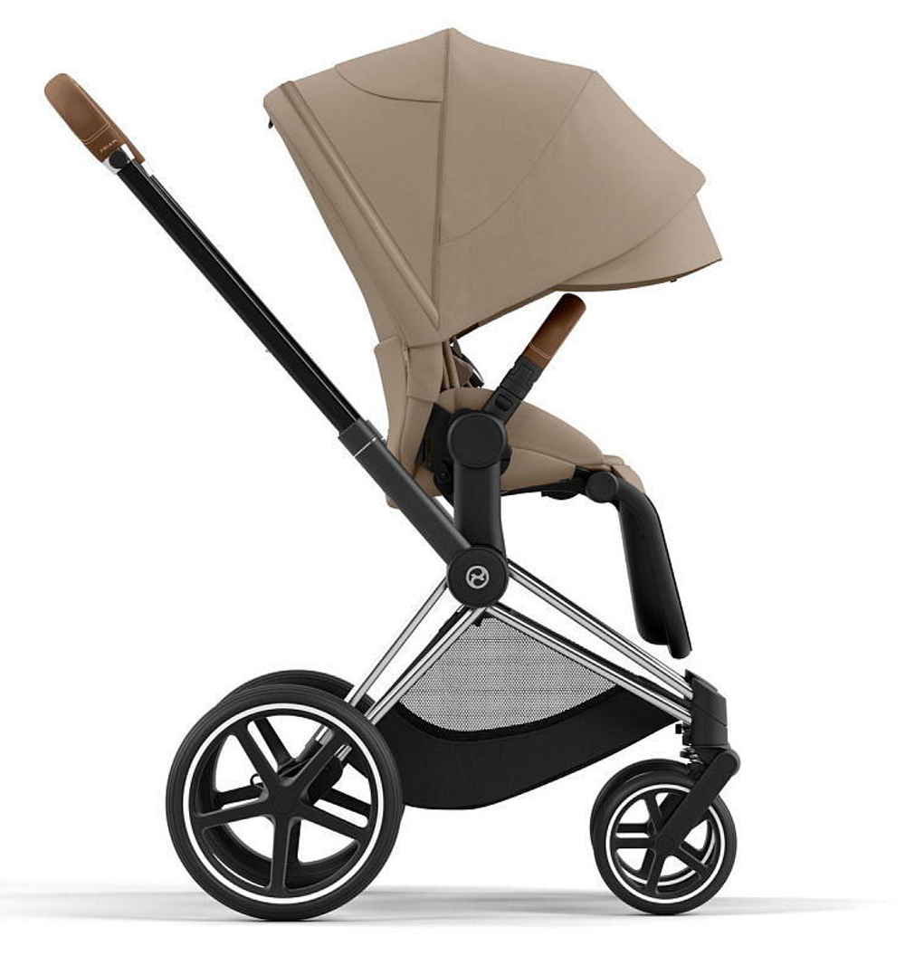 Коляска 3 в 1 Cybex Priam IV Chrome Brown complete и автокресло Cloud T i-Size Platinum White Plus Cozy Beige