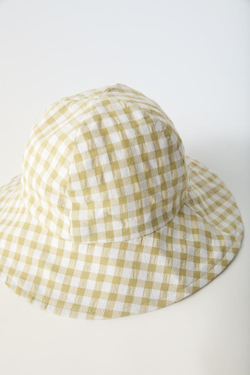 ZARA ШЛЯПА В КЛЕТКУ ВИШИ, ЛАЙМОВЫЙ