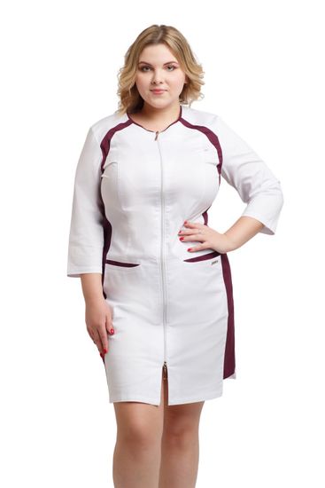 Халат женский А009 3/4 (экстра/белый/бургунди 712)